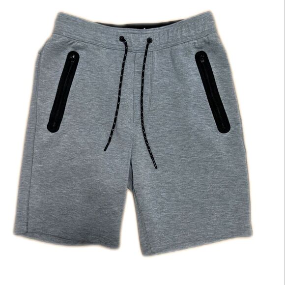 5/$55 American Eagle gray & black soft sweat shorts, sewn hem, elastic waist S - Picture 1 of 8